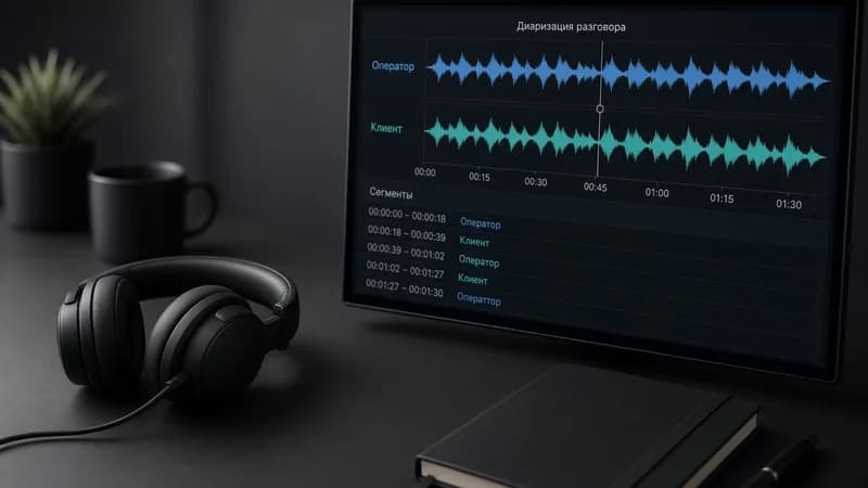 Волна аудио с дорожками оператора и клиента