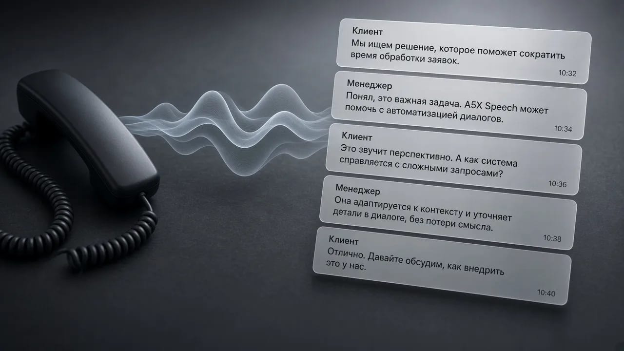 Аудио звонка переходит в диалог с разделением участников